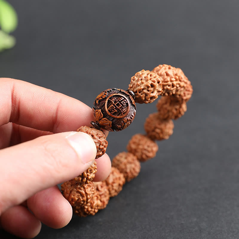 Wear FengShui Tibet Rudraksha Bodhi Seed PiXiu Copper Coin Wealth Luck Bracelet