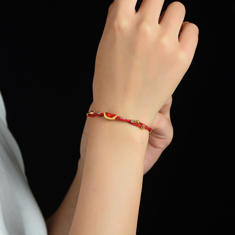 Wear FengShui Handmade Cinnabar Dumplings Design Luck Braided Red Rope Bracelet