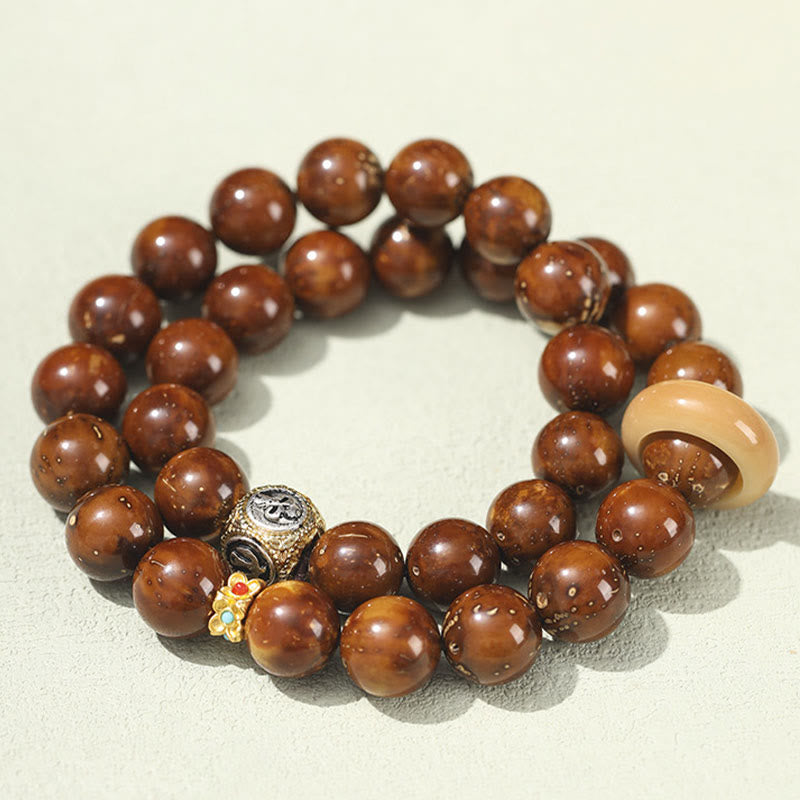 Wear FengShui Tibetan Natural Purple Gold Rat Bodhi Seed Wealth Double Wrap Bracelet