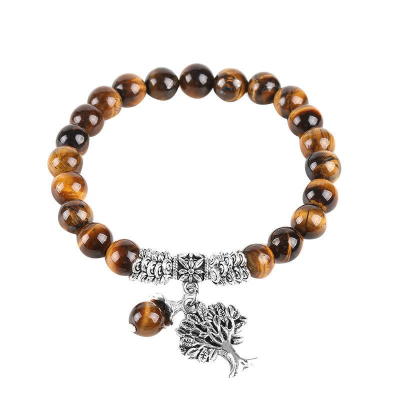 Wear FengShui Natural Gemstone Tree of Life Lucky Charm Stretch Bracelet