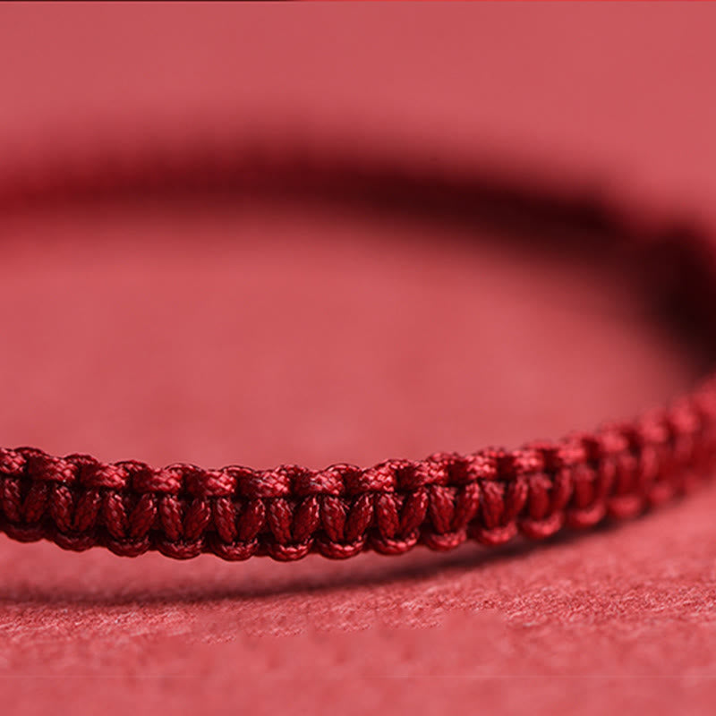 Wear FengShui Four Leaf Clover Five-petal Flower Cinnabar Blessing Red String Bracelet