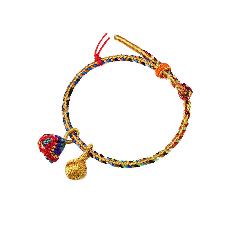 Wear FengShui Colorful Rope Luck Handmade Zongzi Golden Ball Charm Bracelet