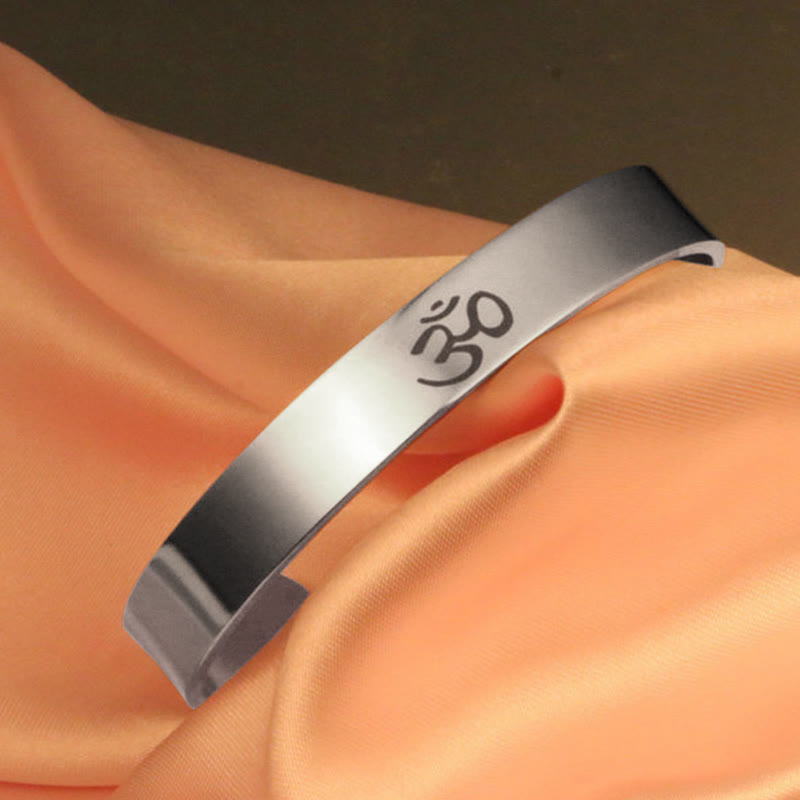 Wear FengShui Tibetan OM Symbol Mindfulness Cuff Bracelet Bangle