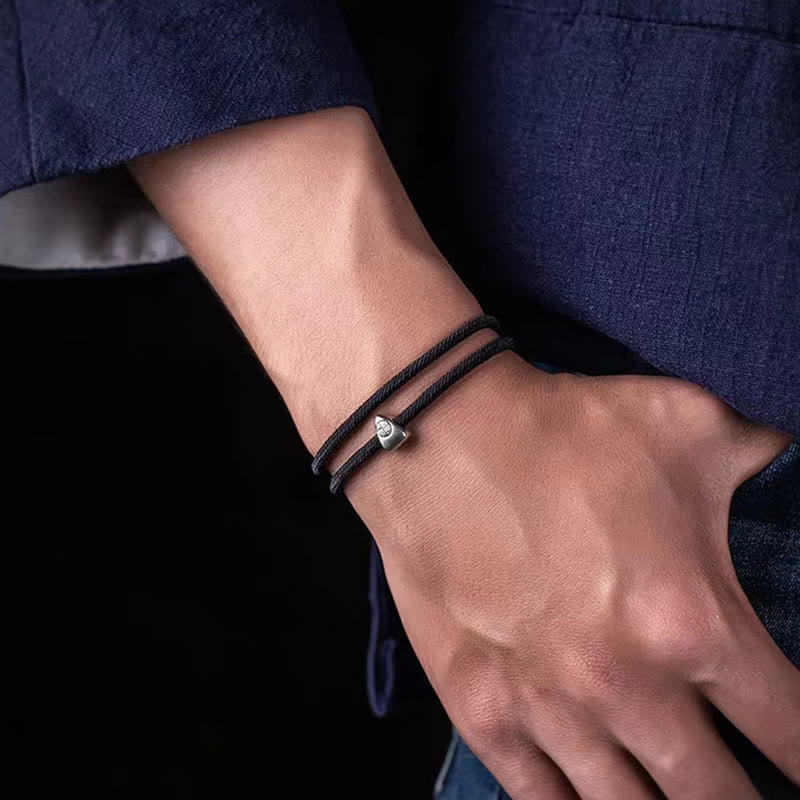 Wear FengShui 925 Sterling Silver Fu Character Blessing Handmade Braided Bracelet