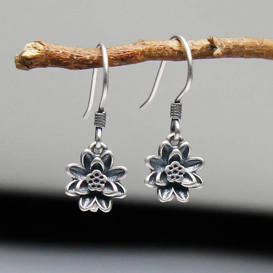 Wear FengShui 925 Sterling Silver Lotus Flower Enlightenment Earrings