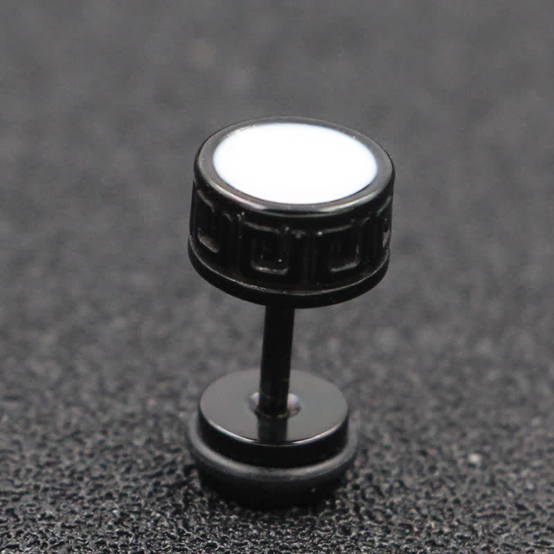 Wear FengShui Cool Men Titanium Steel Balance Round Stud Earrings