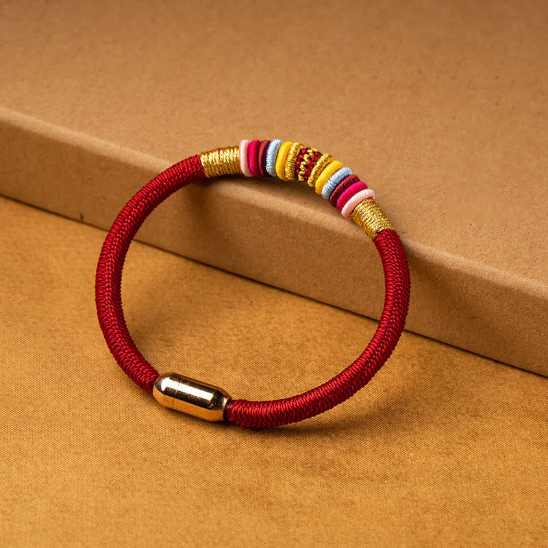 Wear FengShui Tibetan Handmade King Kong Knot Protection Magnetic Buckle Braided Bracelet