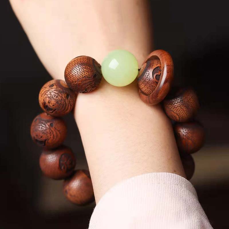 Wear FengShui Tibetan Rosewood Engraving Tiger Protection Bracelet