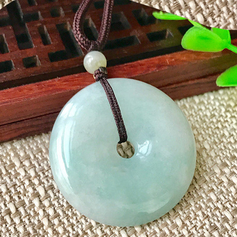 Wear FengShui Round Jade String Luck Necklace Pendant