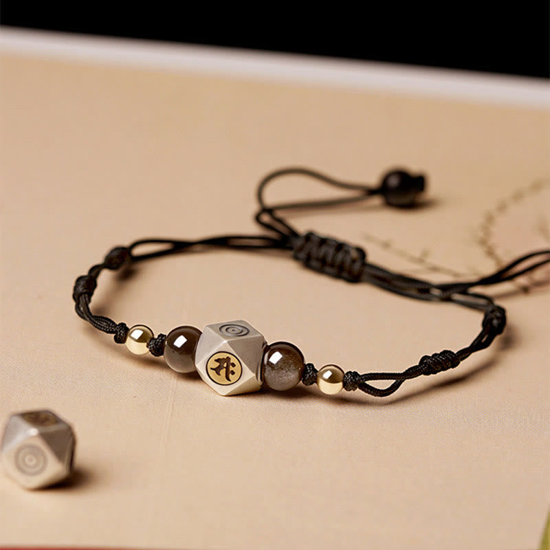 Wear FengShui Handmade 925 Sterling Silver Chinese Zodiac Natal Buddha Cinnabar Calm Braided Bracelet