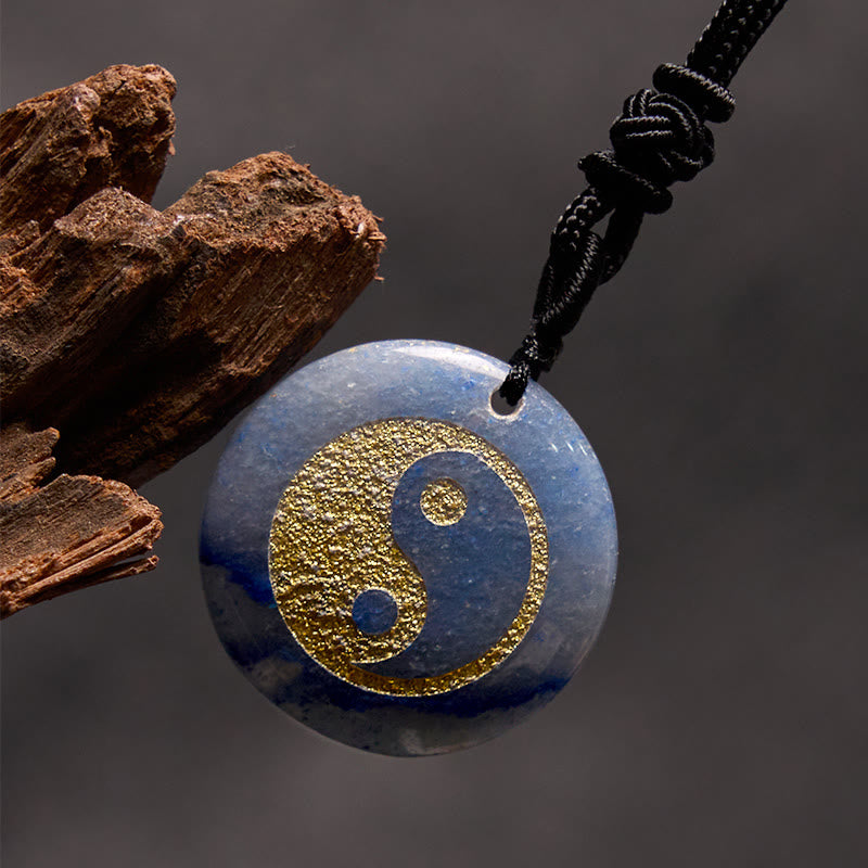 Wear FengShui Various Crystal Amethyst Tiger Eye Green Aventurine Yin Yang Spiritual Necklace Pendant
