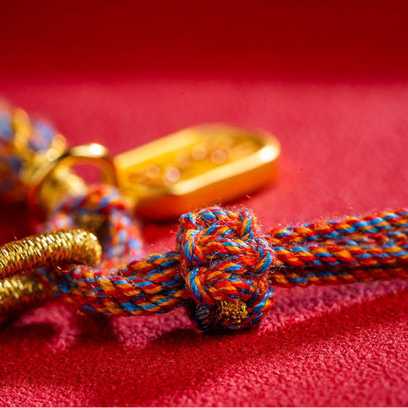 Wear FengShui Handmade Multicolored Tibetan Om Mani Padme Hum Ruyi Auspicious Charm Braided Bracelet