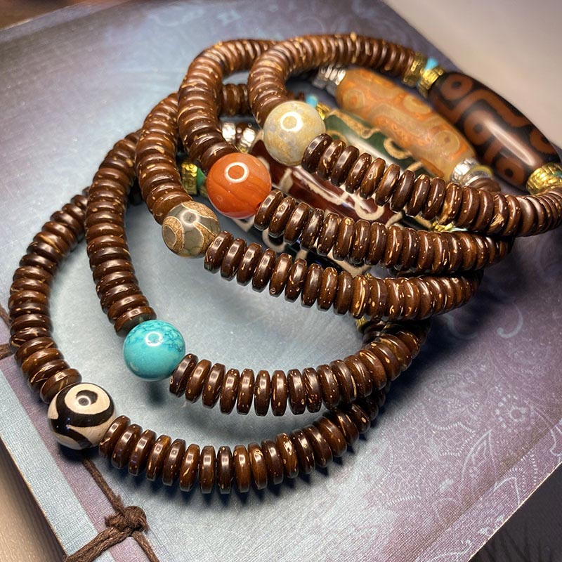 Wear FengShui Tibetan Nine-Eye Dzi Bead Wealth Bracelet