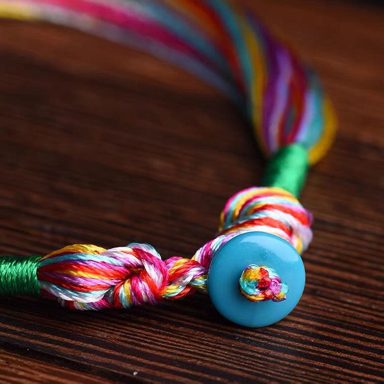 Wear FengShui Tibetan Handmade Five Colorful Thread Dragon Boat Festival Protection Adult Child String Bracelet