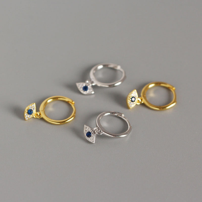 Wear FengShui 925 Sterling Silver Evil Eye Blessing Protection Stud Earrings