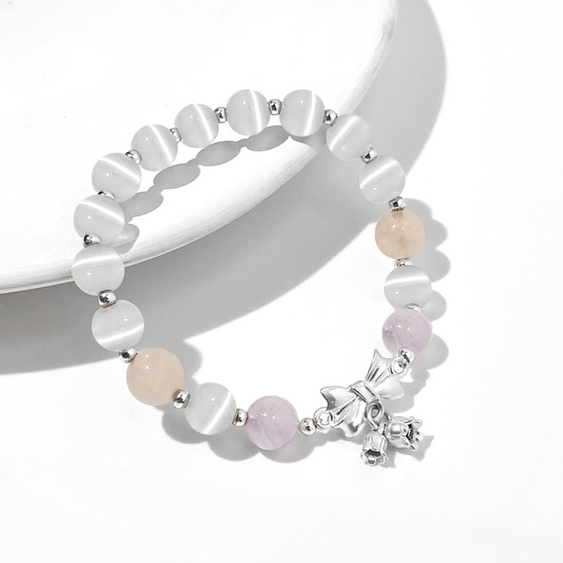 Wear FengShui Cat's Eye Lavender Amethyst Rosette Charm Bracelet