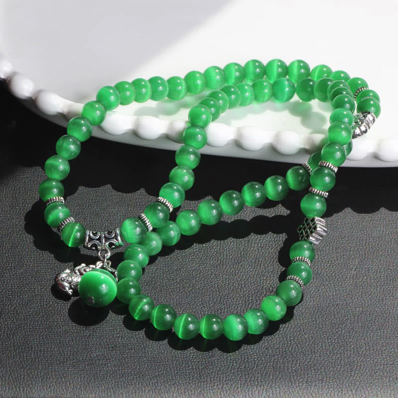Wear FengShui Cat Eye PiXiu Support Triple Wrap Bracelet