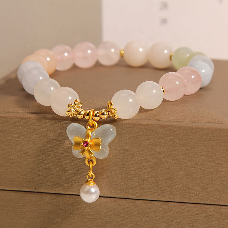 Wear FengShui Natural Morganite Confidence Butterfly Charm Bracelet