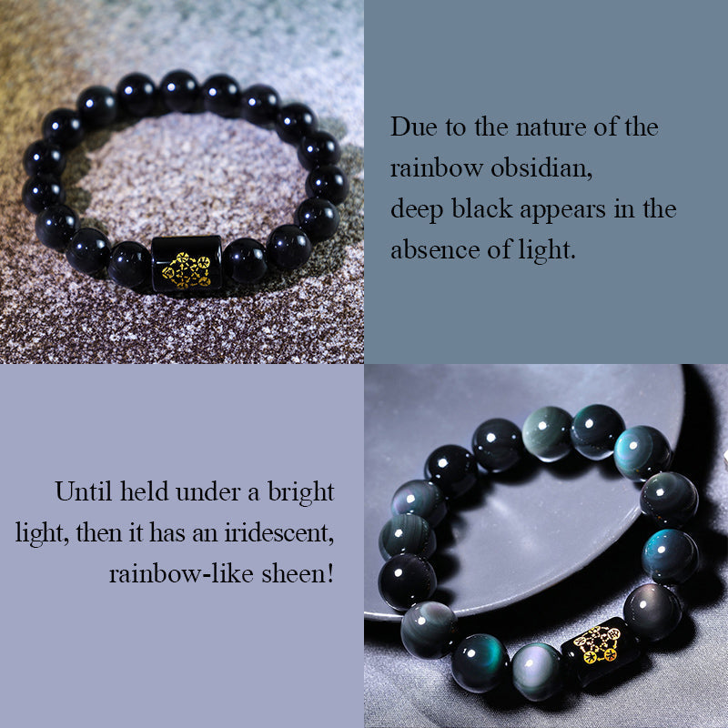 Wear FengShui Natural Rainbow Obsidian Positive Transformation Bracelet