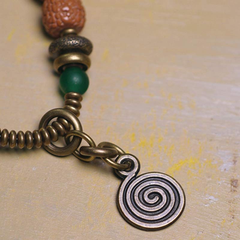 Wear FengShui 108 Mala Rudraksha Beads Bodhi Seed Dzi Bead Luck Auspiciousness Tassel Bracelet