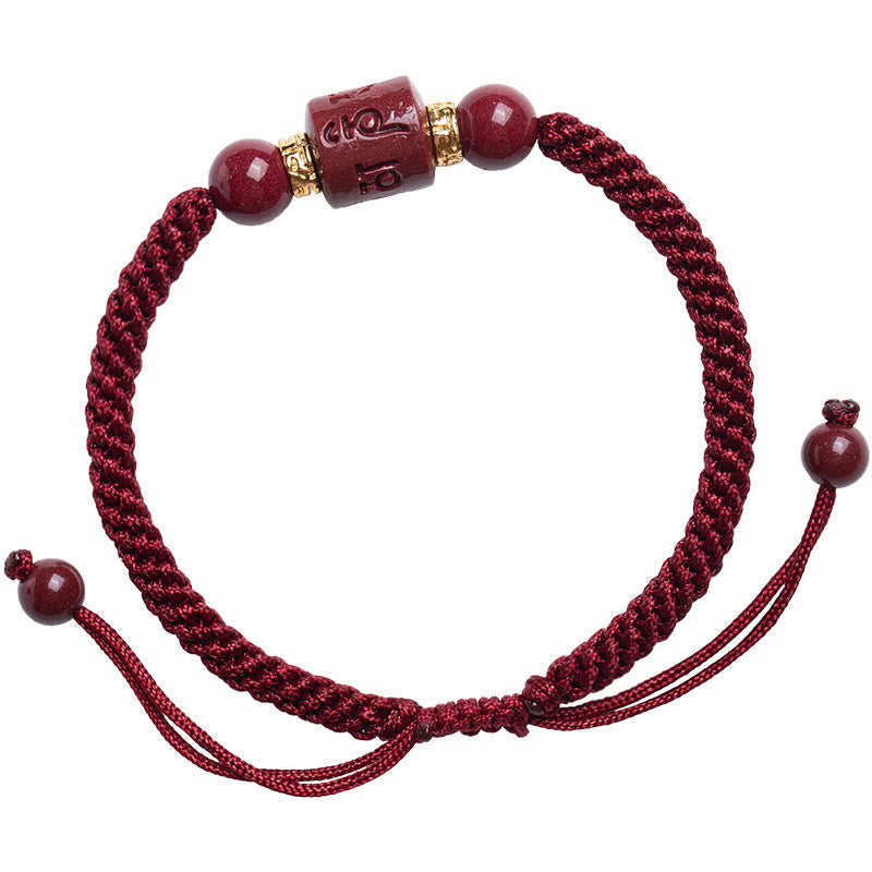 Wear FengShui Tibet Cinnabar Om Mani Padme Hum Engraved Blessing Braided Bracelet