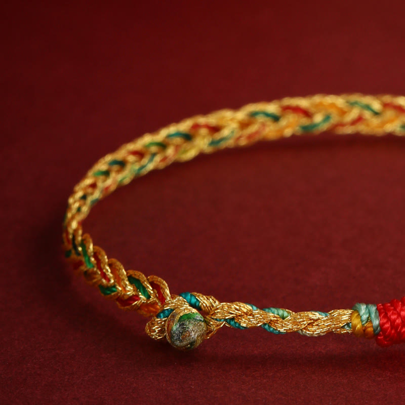 Wear FengShui Year of the Dragon Handmade Colorful Dragon Carved Success Braided Bracelet