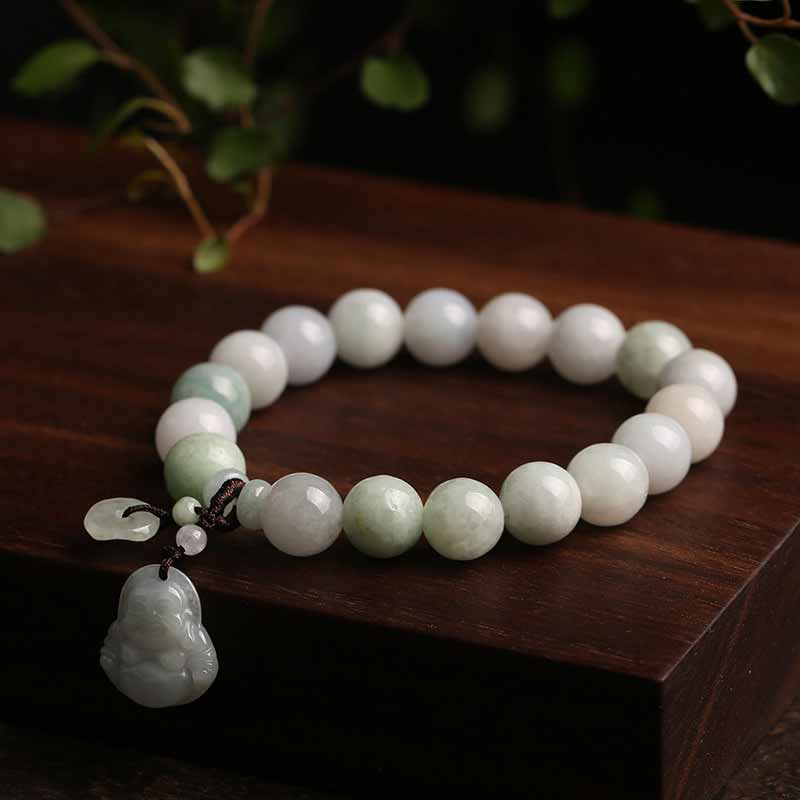 Wear FengShui Natural Jade Pi Xiu Buddha Gourd Apple Success Bracelet