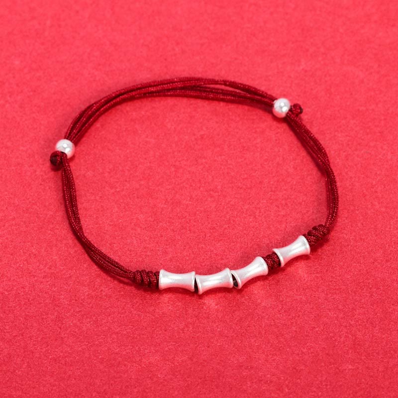 Wear FengShui 925 Sterling Silver Bamboo Design Protection Luck Braided Bracelet