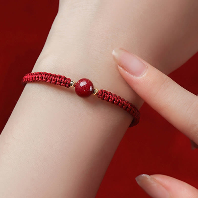 Wear FengShui Lucky Cinnabar Bead Blessing Red String Bracelet