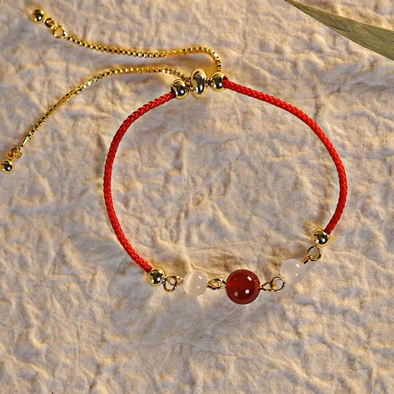 Wear FengShui Red Agate Cat Eye Braided String Confidence Bracelet
