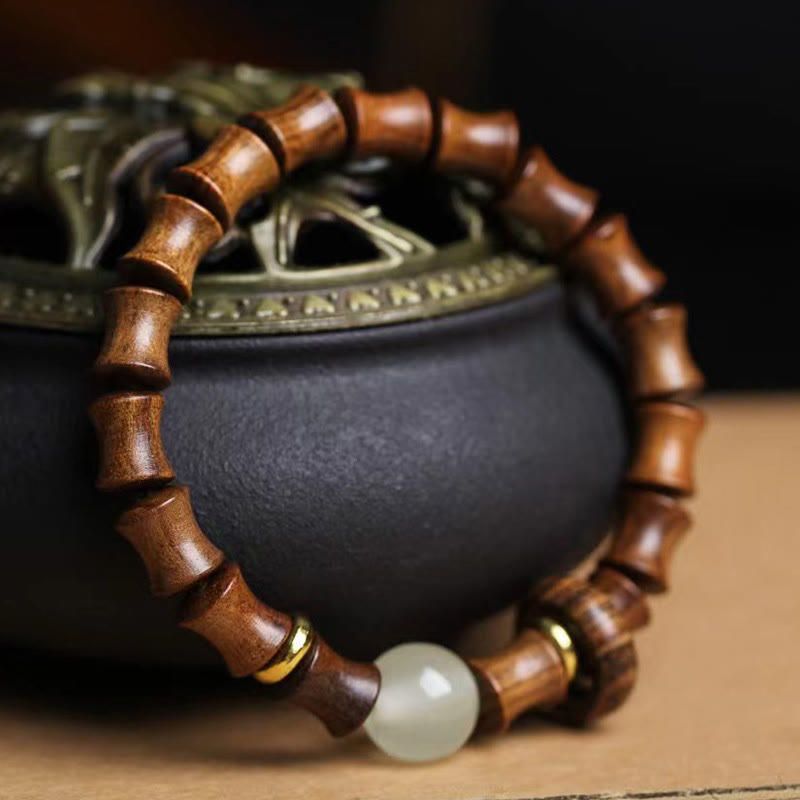 Wear FengShui Ebony Green Sandalwood Black Rosewood Bamboo Peace Bracelet
