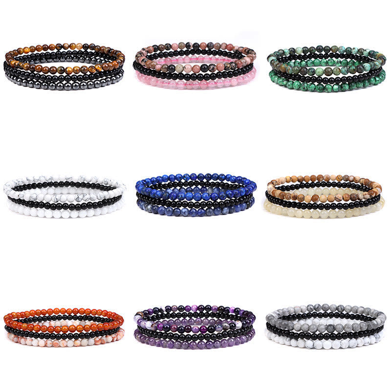 Wear FengShui 3Pcs Natural Crystal Stone Inner Peace Spiritual Bracelet