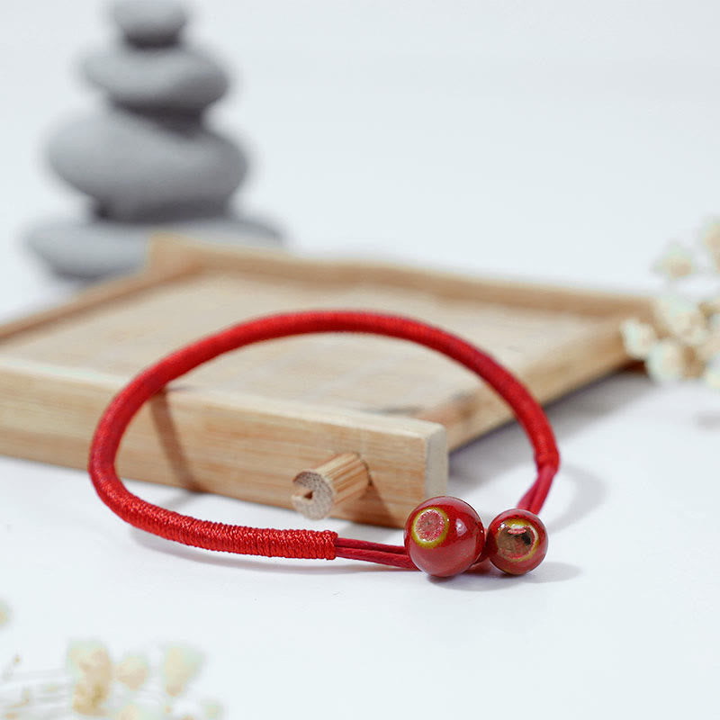 Wear FengShui FengShui Lucky Red String Ceramic Bracelet