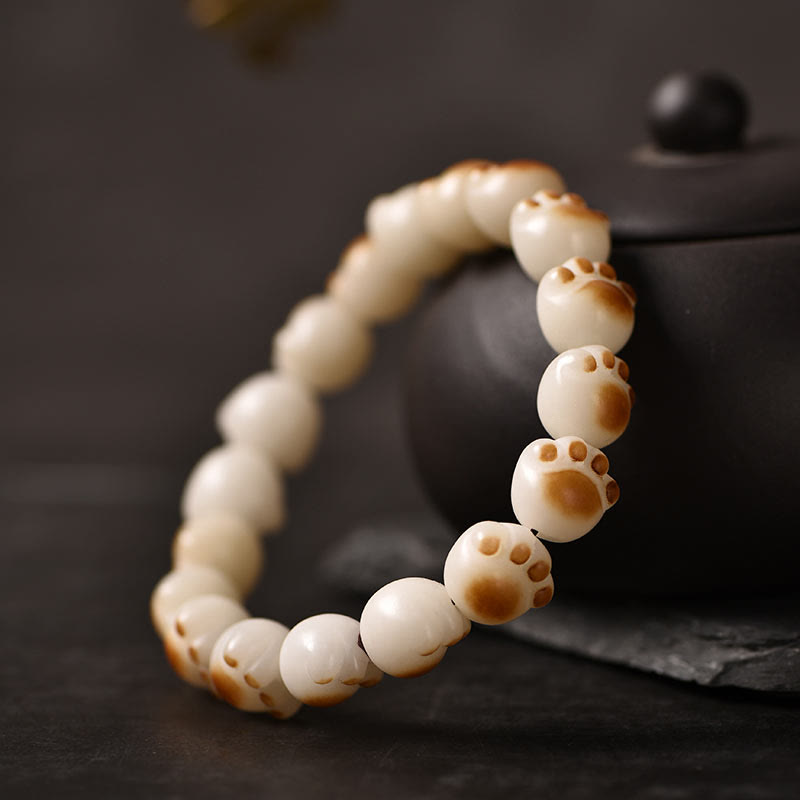 Wear FengShui Cute Cat Paw Claw Bodhi Seed Peace Bracelet