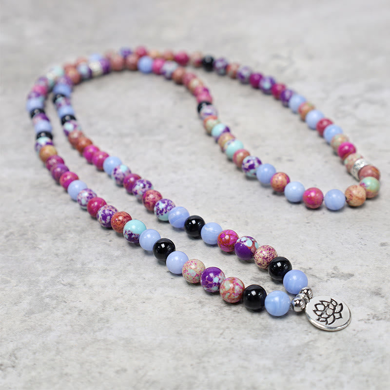 Wear FengShui Natural Purple Miano Real Stone Lotus Mala
