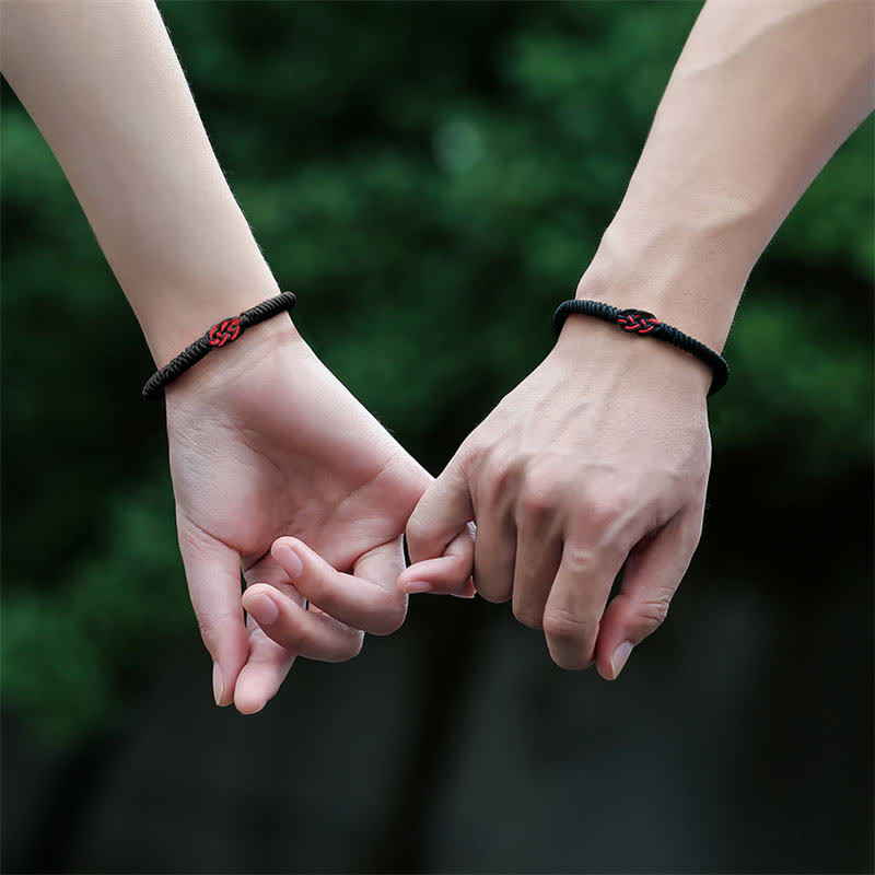 Wear FengShui 2Pcs Tibetan Luck Chinese Knot Protection String Bracelet