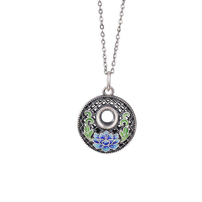 Wear FengShui 999 Sterling Silver Koi Fish Fu Character Lotus Peace Buckle Wealth Necklace Pendant