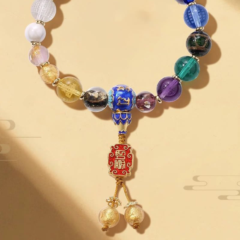 Wear FengShui Tibetan Colorful Incense Ash Liuli Glass Bead Om Mani Padme Hum Dorje Vajra 18 Beads Wrist Mala