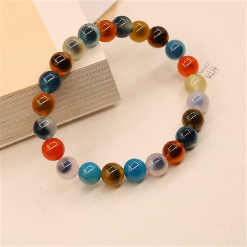 Wear FengShui Colorful Candy Agate Healing Strength Bead Bracelet
