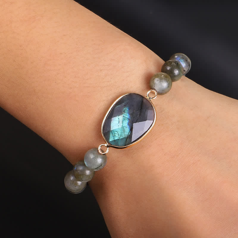 Wear FengShui Natural Labradorite Moonstone Support Healing Beaded Bracelet