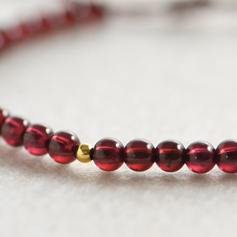 Wear FengShui Natural Garnet Golden Beads Stability Bracelet