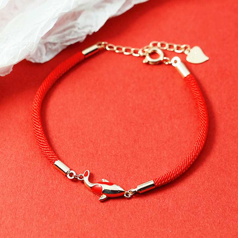 Wear FengShui Copper Koi Fish Wealth Necklace Pendant Red Rope Bracelet Earrings Set