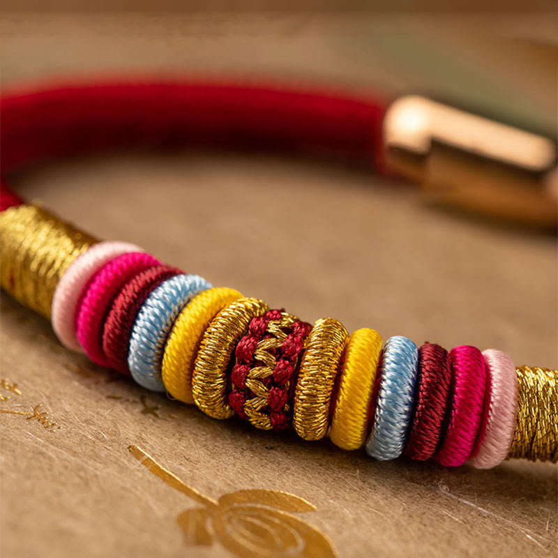 Wear FengShui Tibetan Handmade King Kong Knot Protection Magnetic Buckle Braided Bracelet