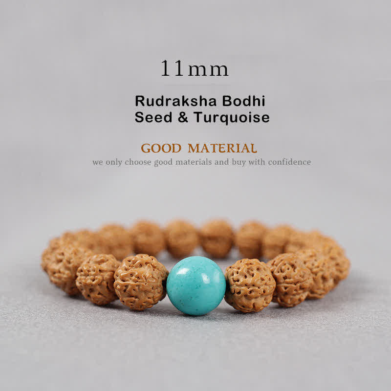 Wear FengShui Tibet Rudraksha Bodhi Seed Dzi Bead Amber Turquoise Wealth Bracelet