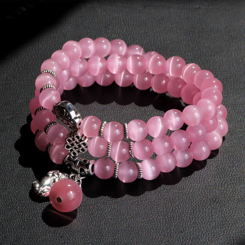 Wear FengShui Cat Eye PiXiu Support Triple Wrap Bracelet