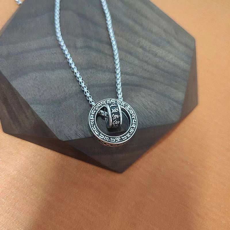 Wear FengShui Tibetan Om Mani Padme Hum Carved Peace Purity Chain Necklace Pendant