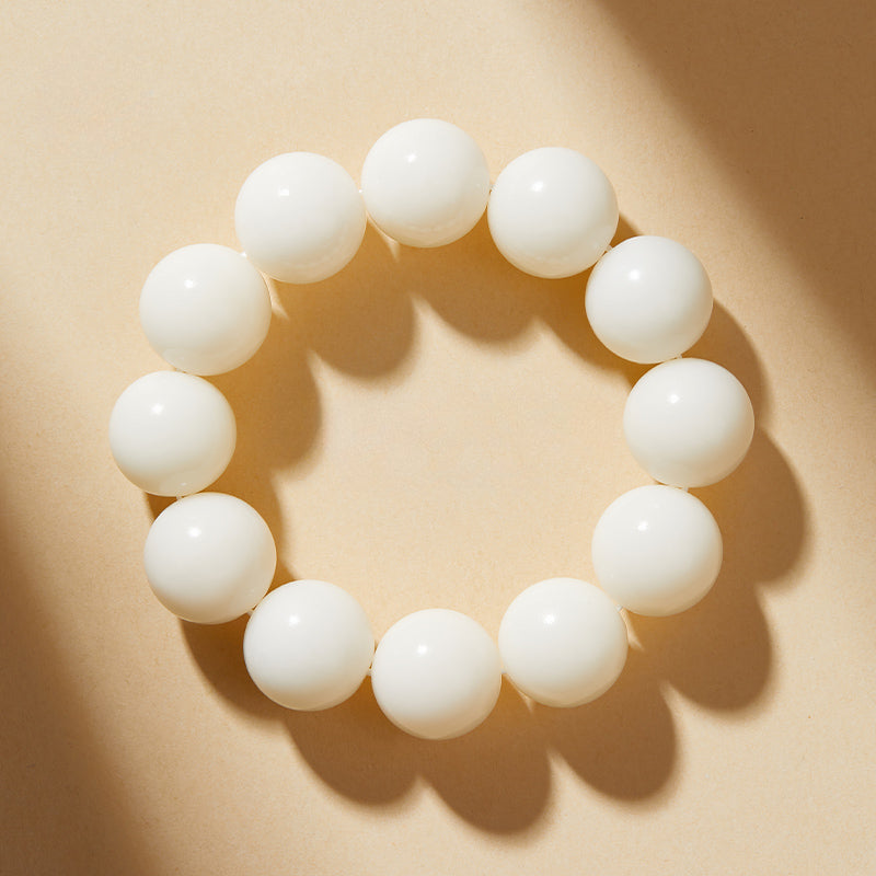Natural White Jade Bodhi Bead Bracelet Buddhist  Beads