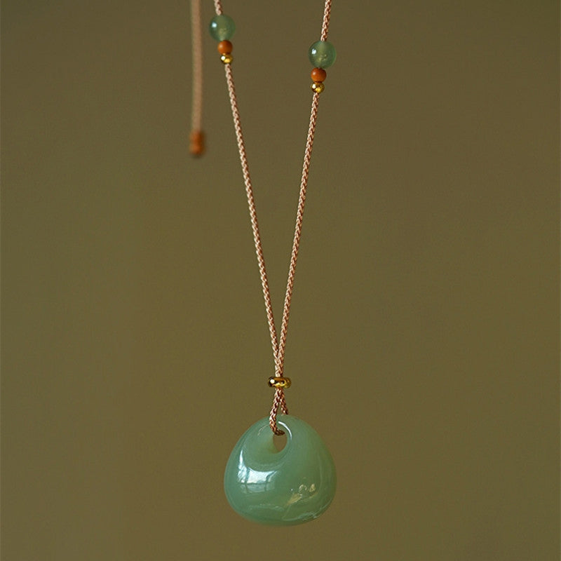 Wear FengShui Natural Jade Luck Prosperity Necklace Pendant (Random Color)