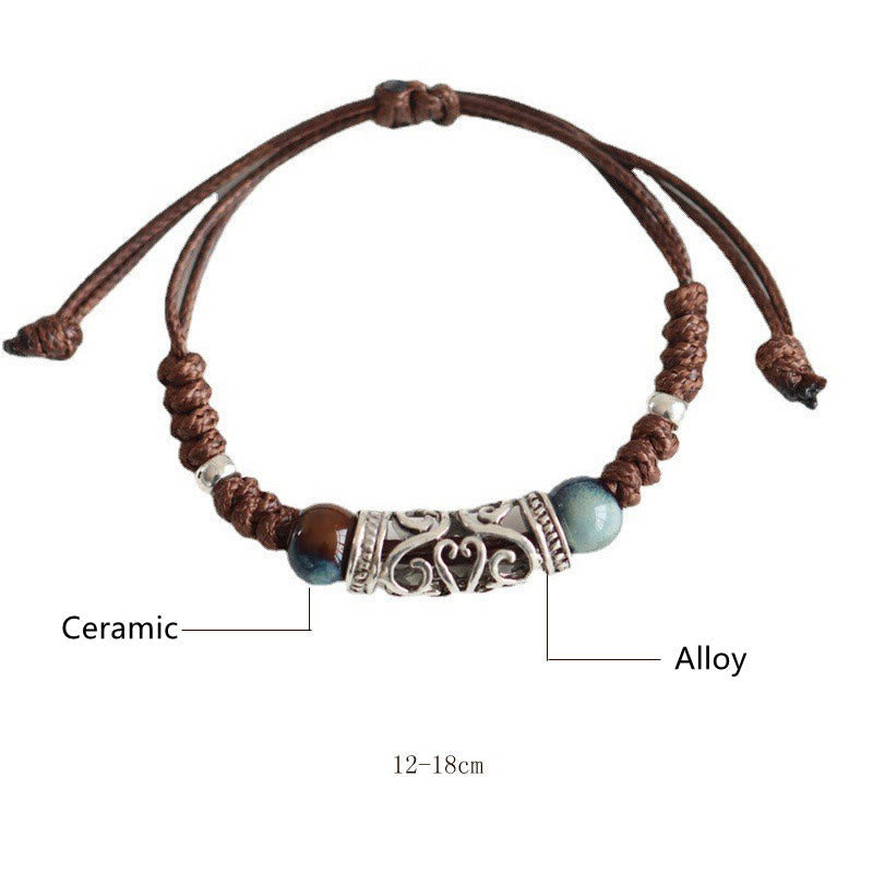 Wear FengShui Tibet Ceramic Bead Wealth String Bracelet