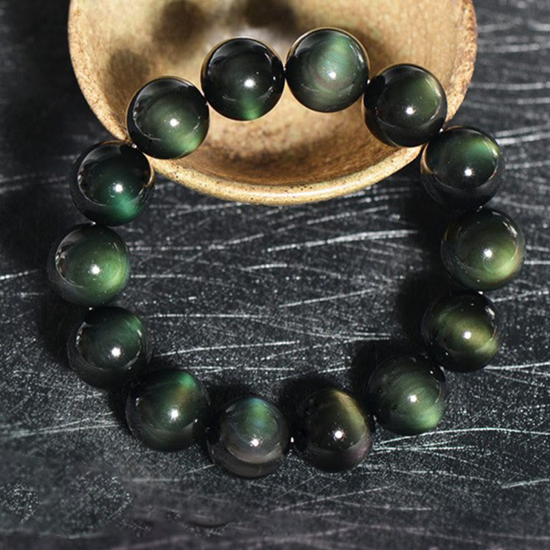 Wear FengShui Natural Green Eye Obsidian Wealth Bracelet